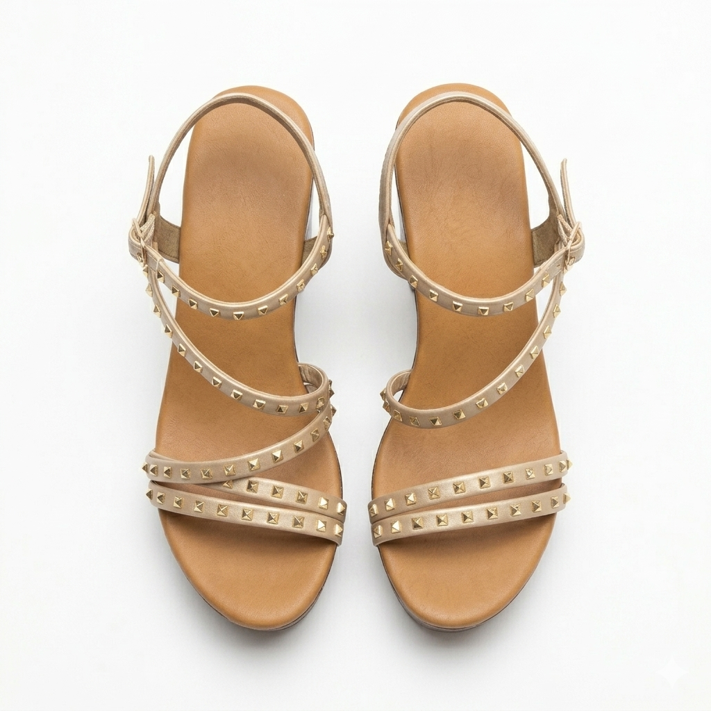 Brigette Studded Summer Platform Block Heel Sandals