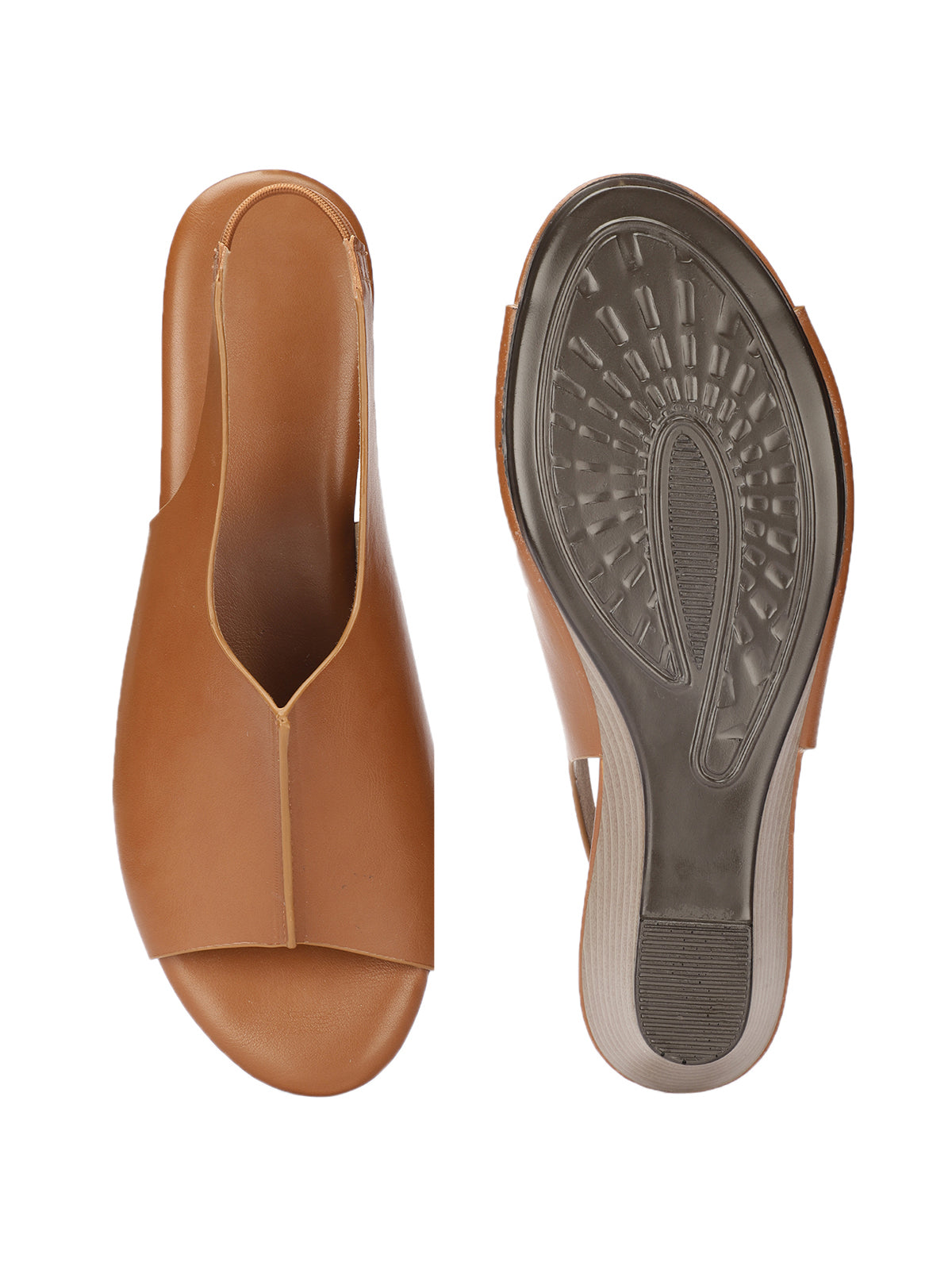 Meridian Back Elastic Peep Toe Wedge Heels