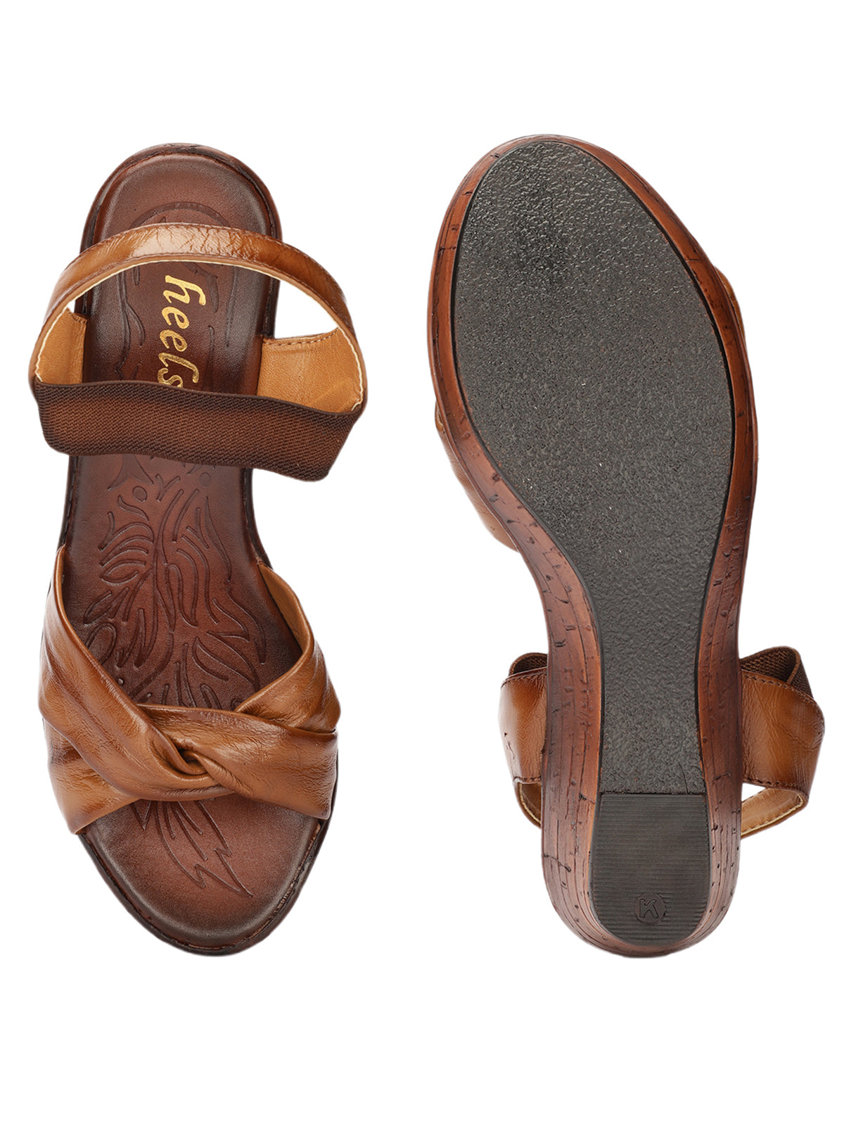 Renard Leather Soft Napa Cross Wedge Heel Sandals