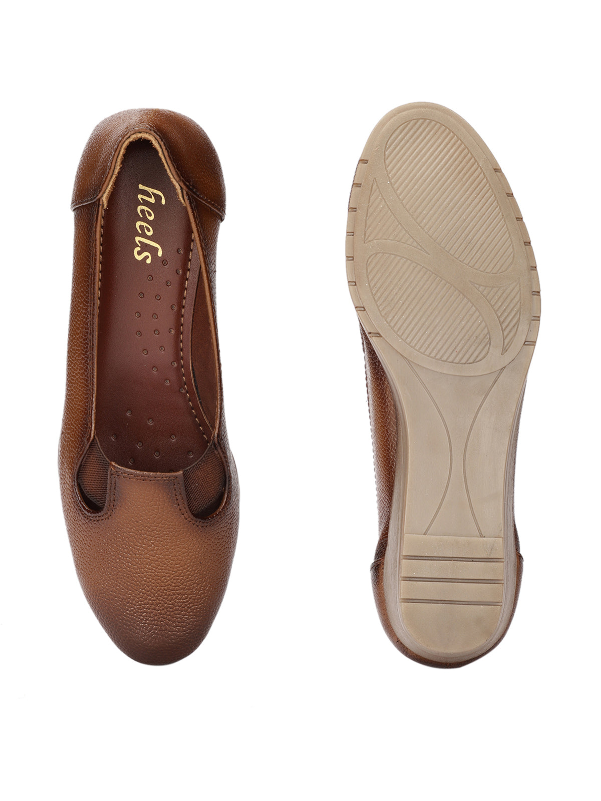 Stanway Side Elastic Leather Wedge Ballerinas