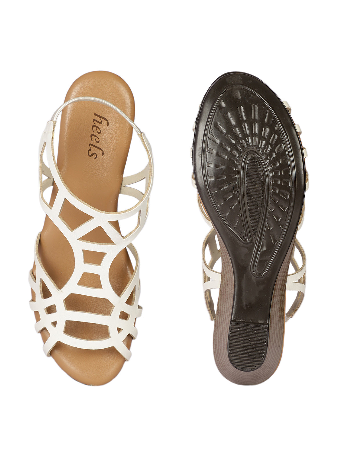 Riley Laser Cut Gladiator Back Elastic Wedge Heels