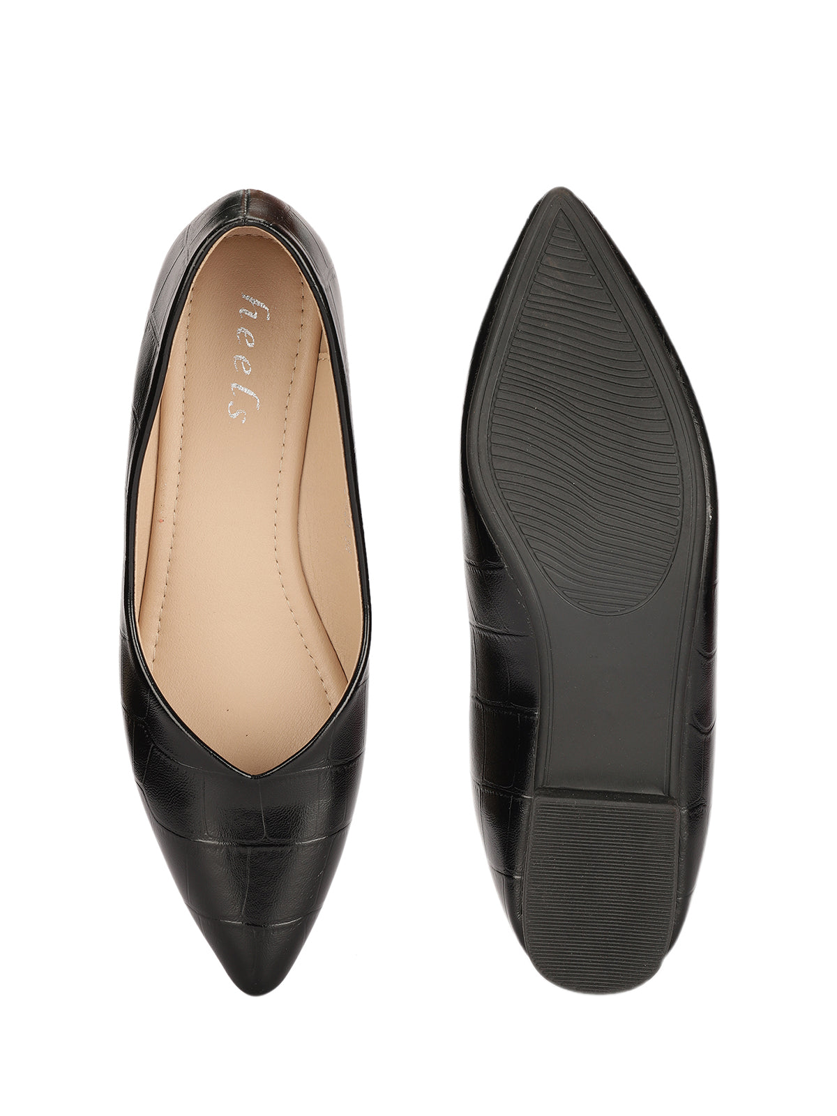Larisa Croco Pointed Ballerinas