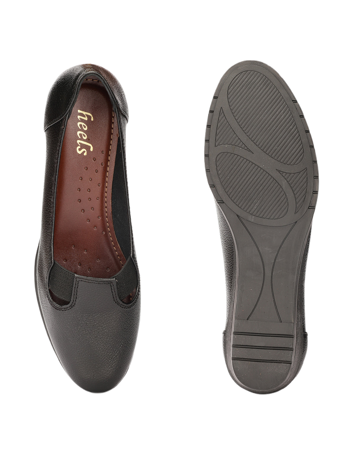 Stanway Side Elastic Leather Wedge Ballerinas