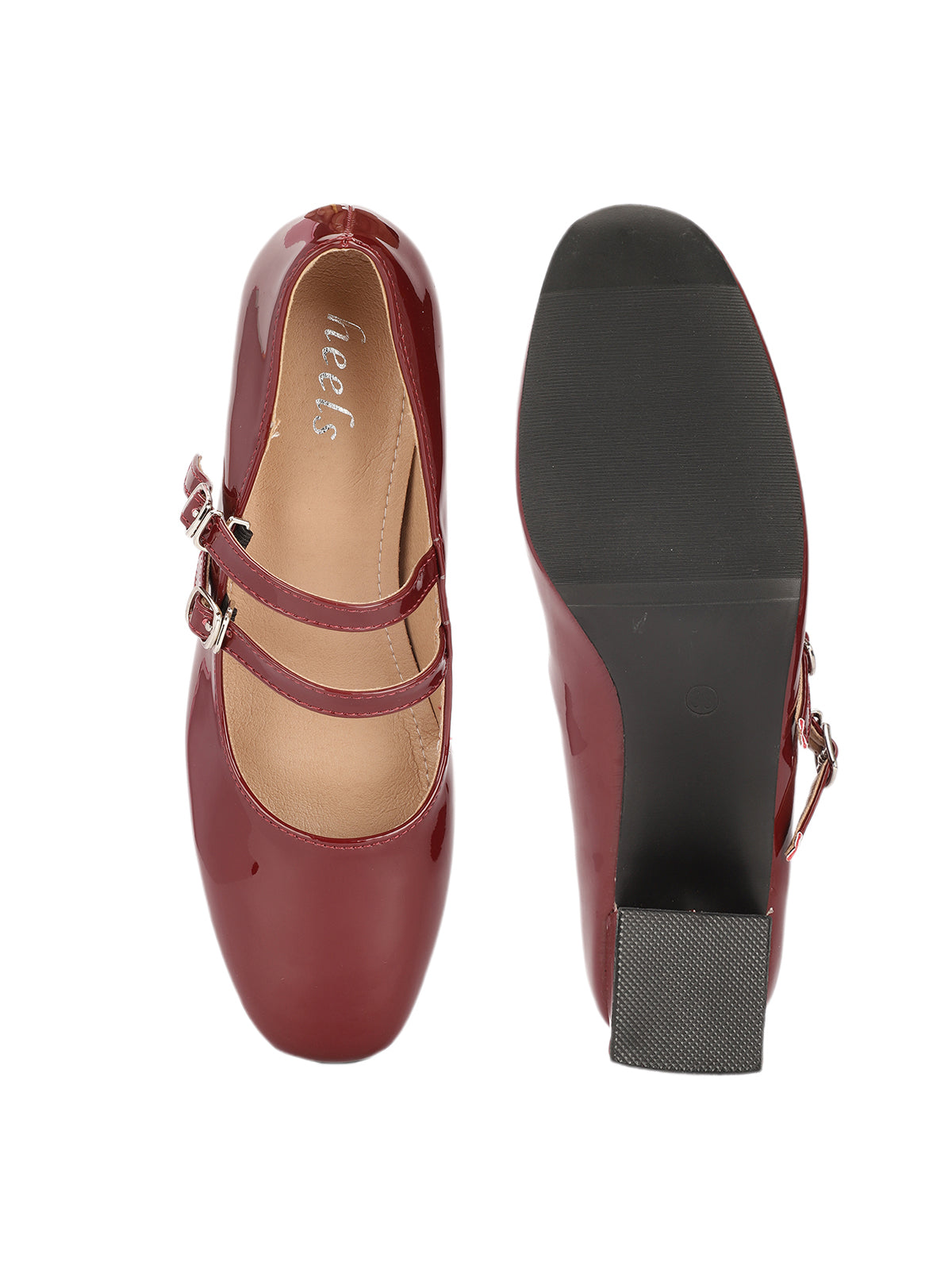 Beryl Patent Block Heel Strap Shoe