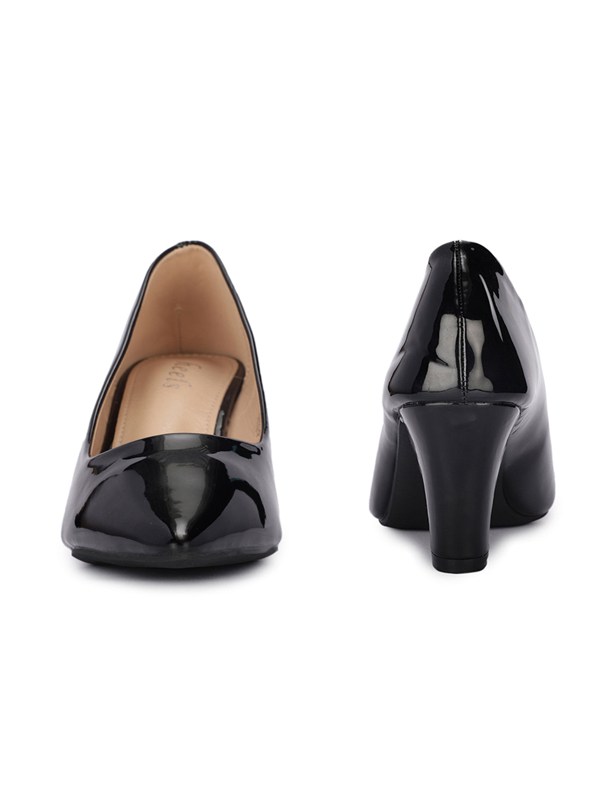 Nuvina Patent Block Heel Stilettoes