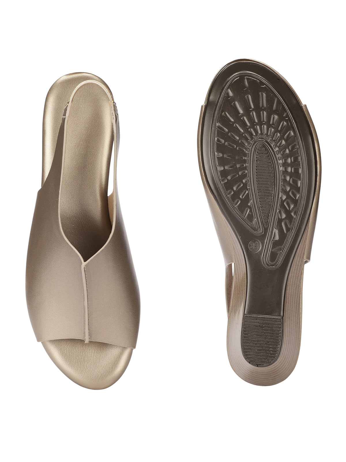 Meridian Back Elastic Peep Toe Wedge Heels