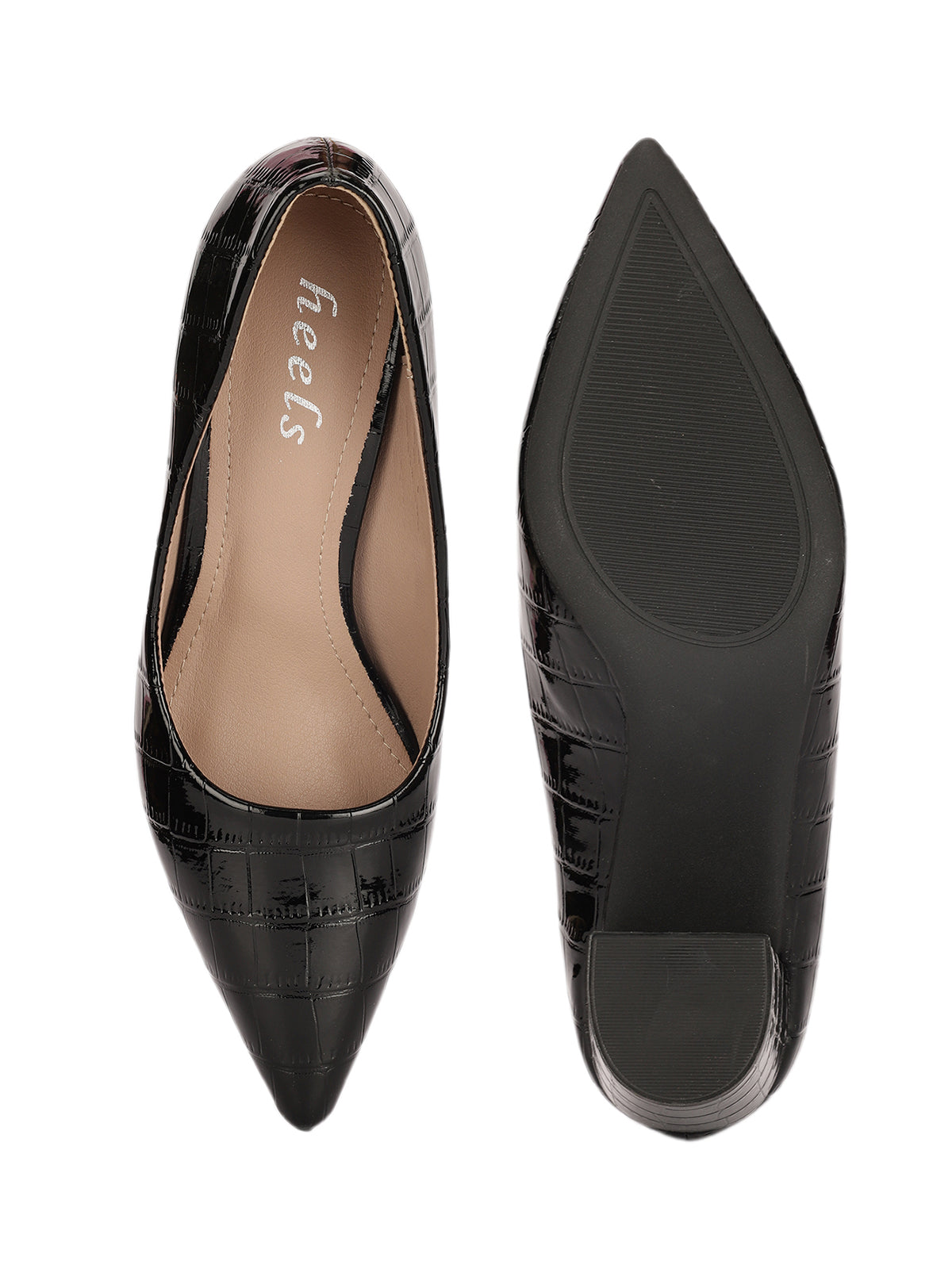 Lola Croco Block Heel Pumps