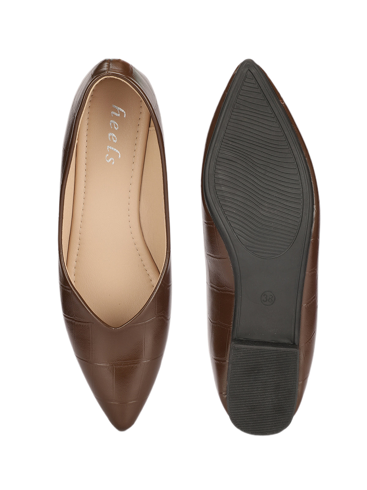 Larisa Croco Pointed Ballerinas