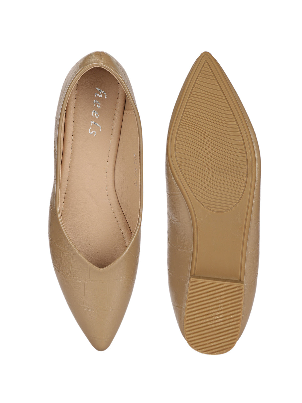 Larisa Croco Pointed Ballerinas