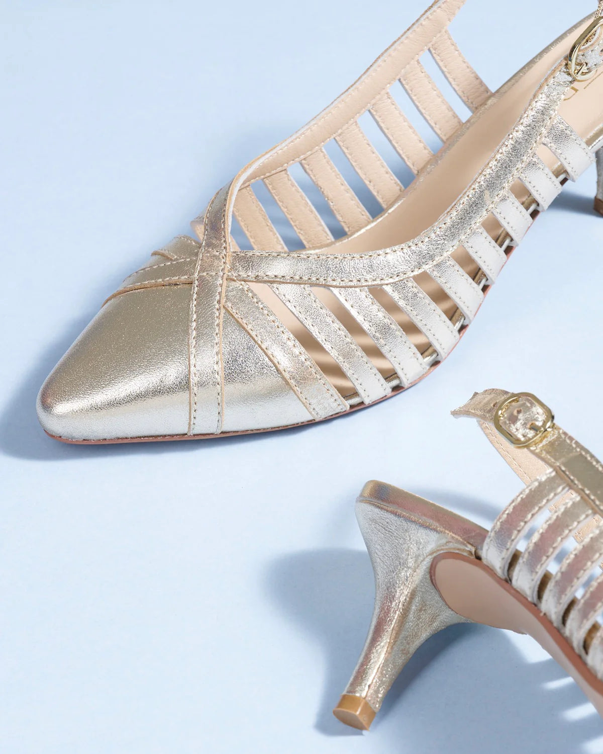 AVIVA Premium Leather Slingback Kitten Heels - The Heels India