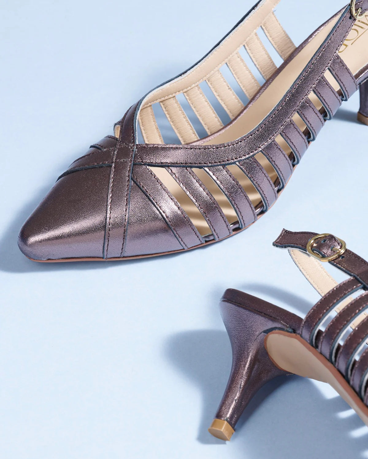 AVIVA Premium Leather Slingback Kitten Heels - The Heels India