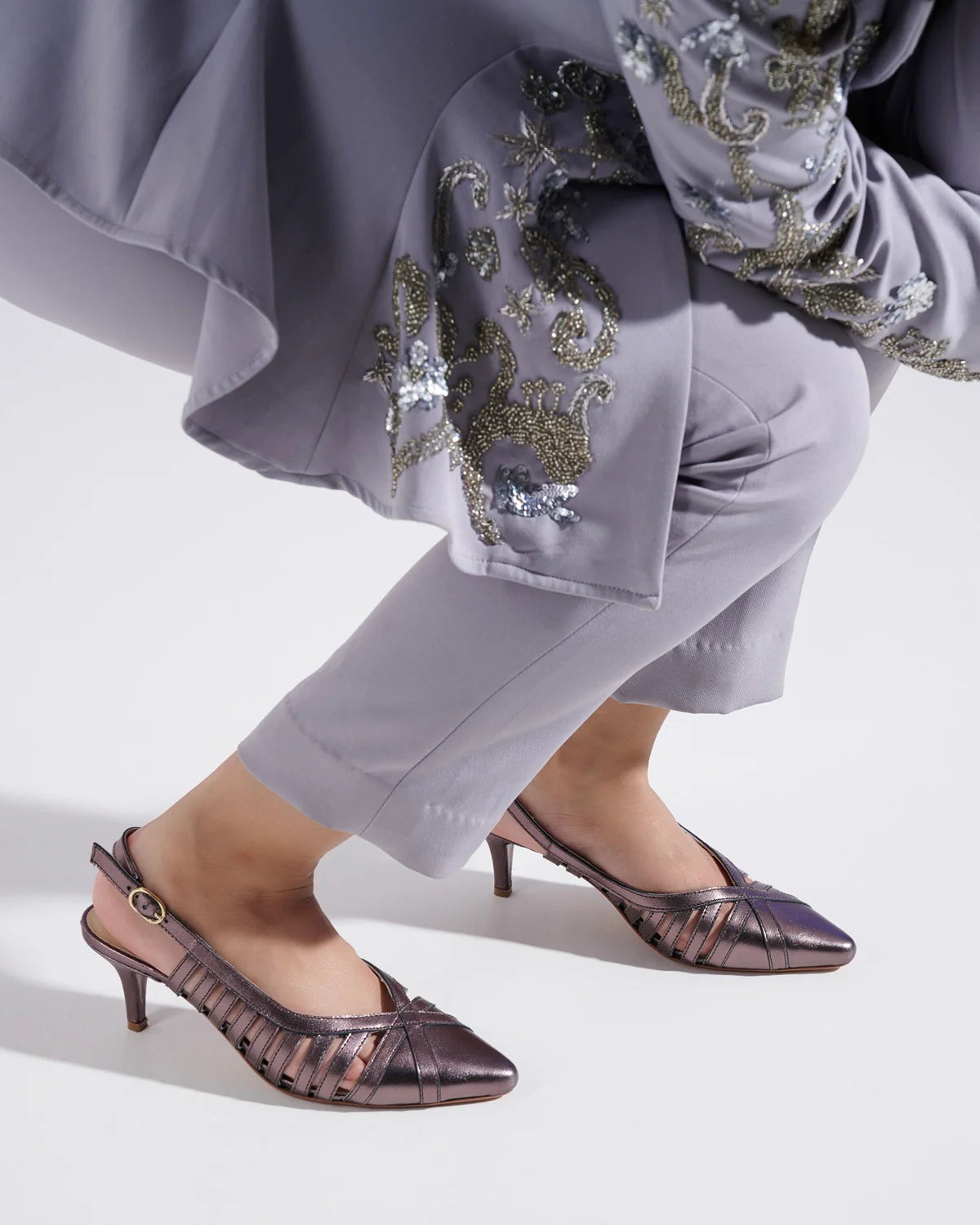 AVIVA Premium Leather Slingback Kitten Heels - The Heels India