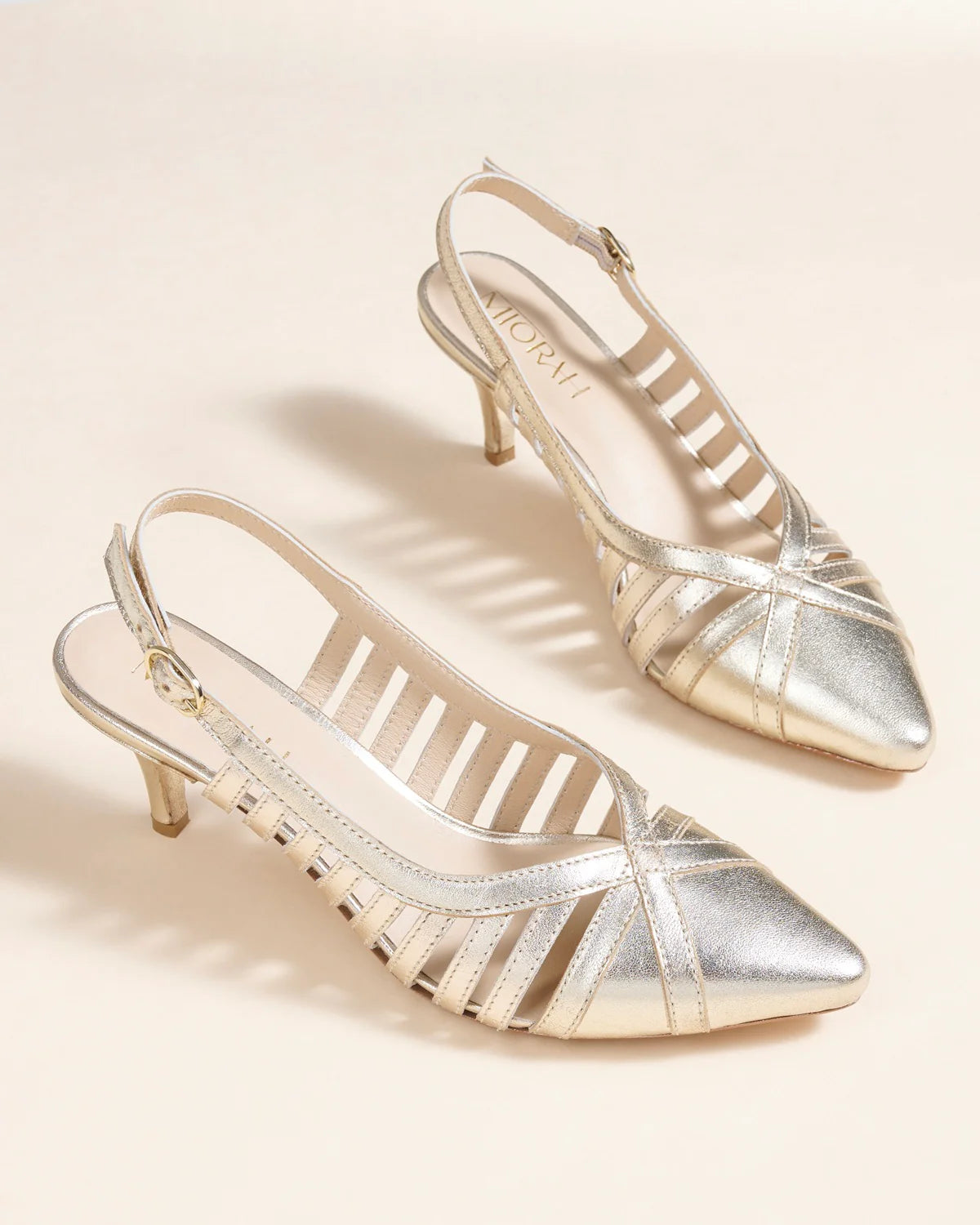 AVIVA Premium Leather Slingback Kitten Heels - The Heels India