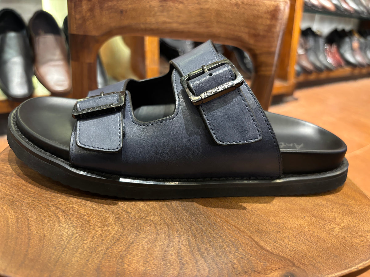 Kai Premium Leather Double Strap Sliders - The Heels India