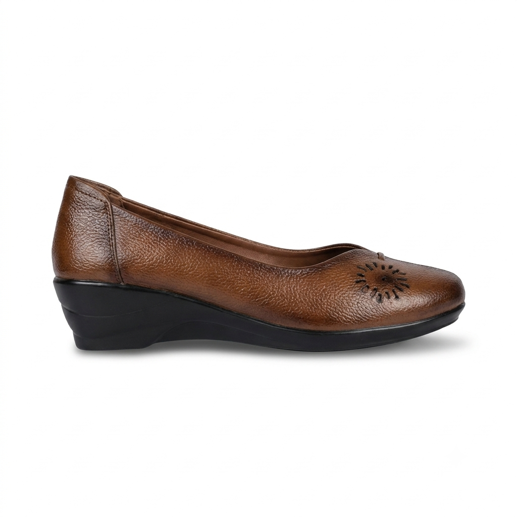 Lina Leather Wedge Ballerinas