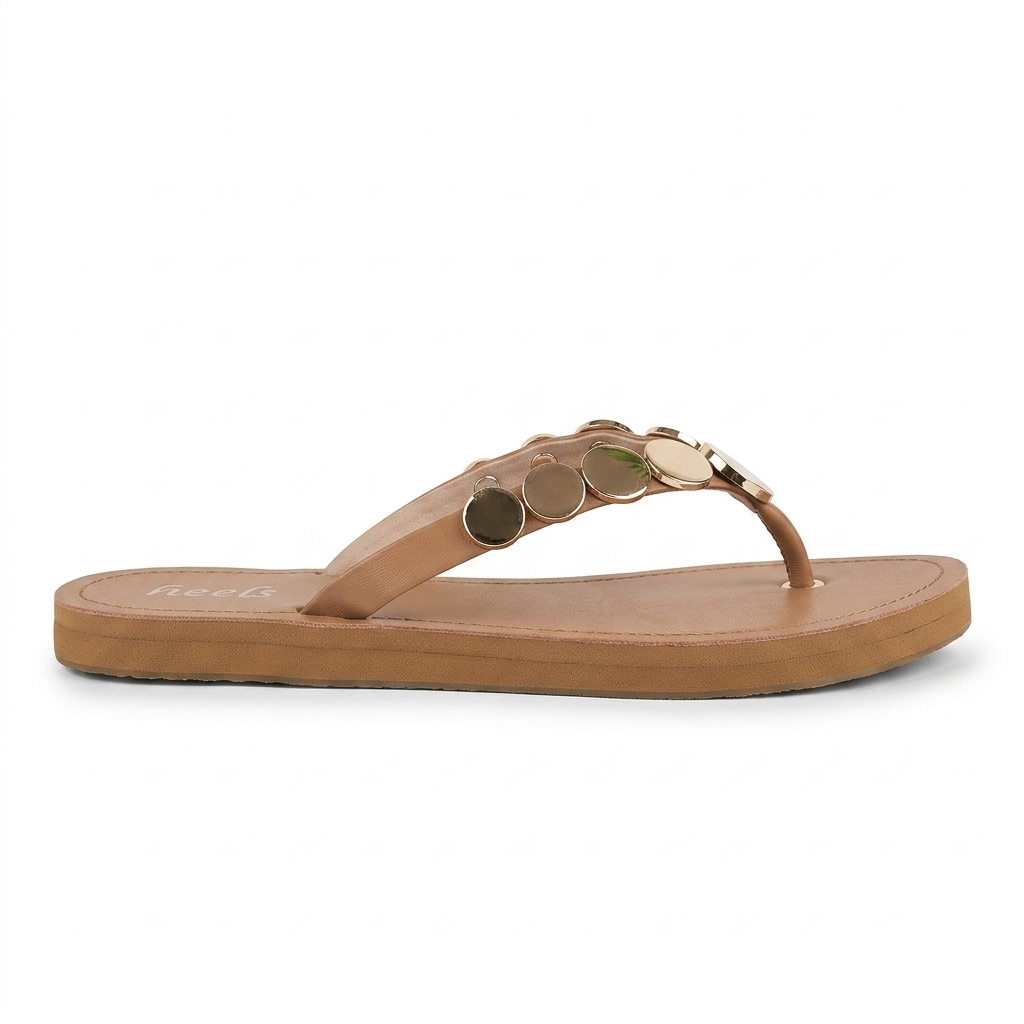 Nicolette Cushioned Coin V Strap Slippers