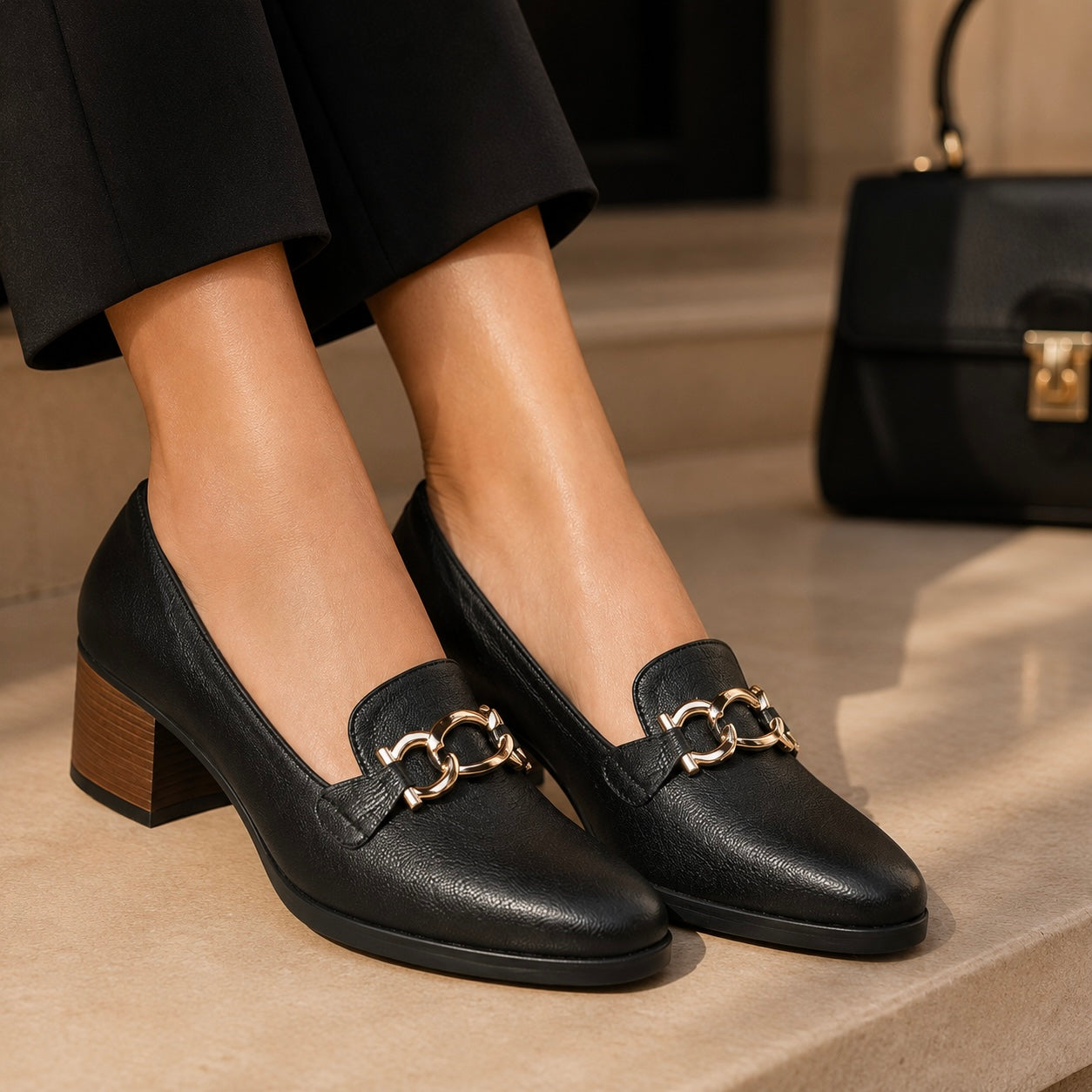 Crete Block Heel Leather Ballerinas - The Heels India