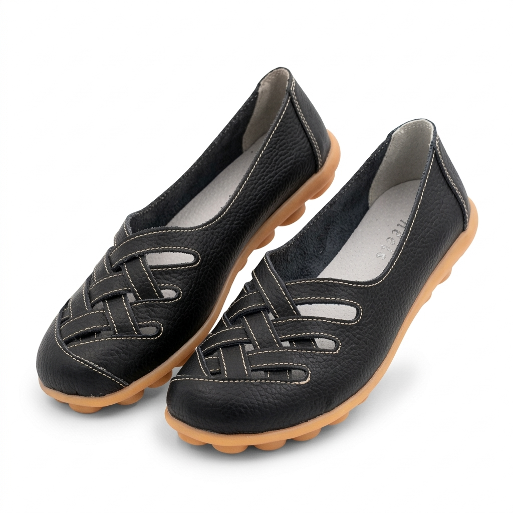 Zuri Criss Cross Comfort Leather Loafers - The Heels India