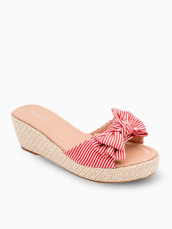 Emma Knot Bow Wedge Heels