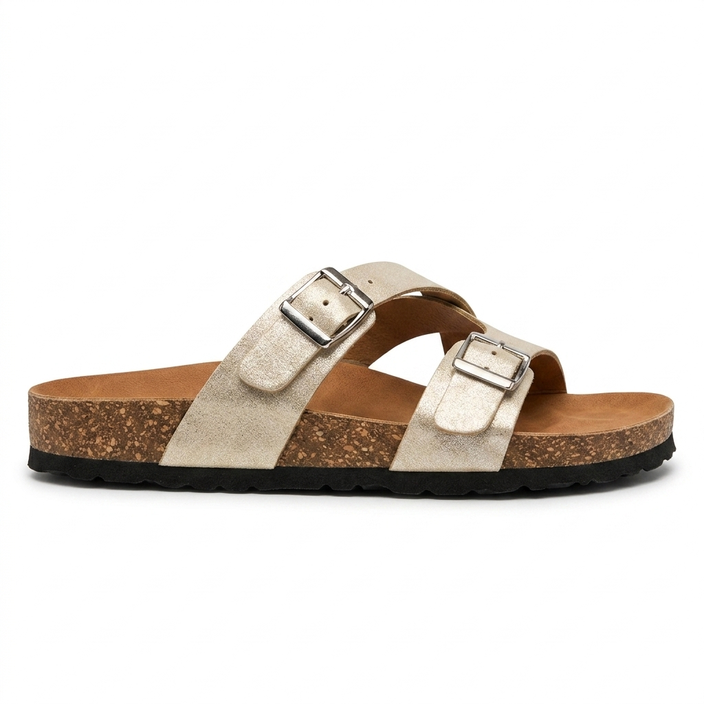 Cherie Buckle Strap Cork Summer Sliders