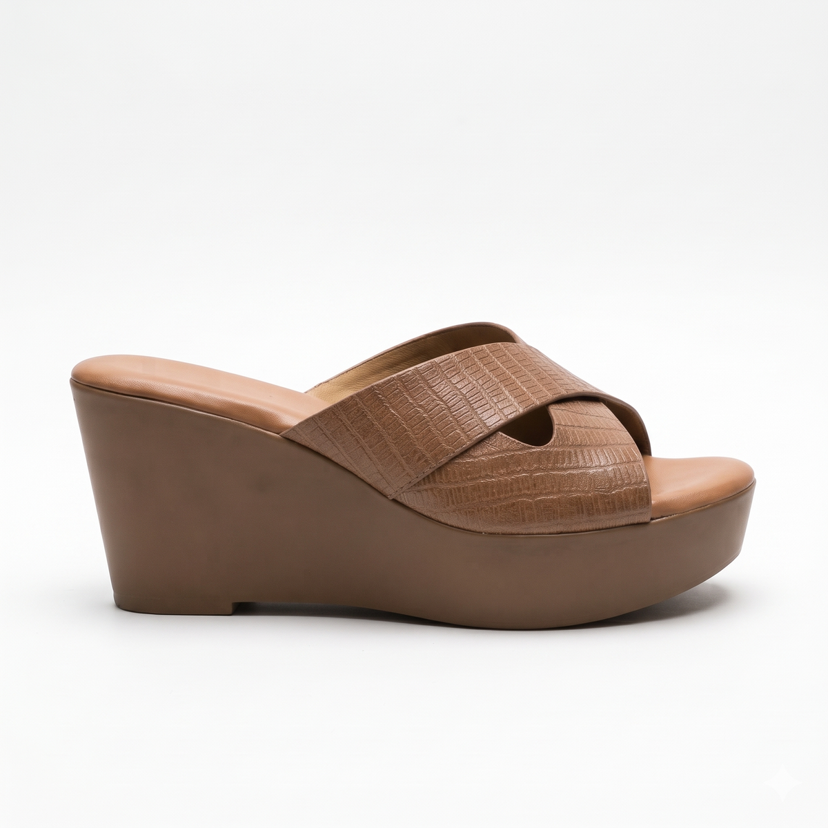 Anne Wedge Platform Peep Toe Heels in Tan - The Heels India