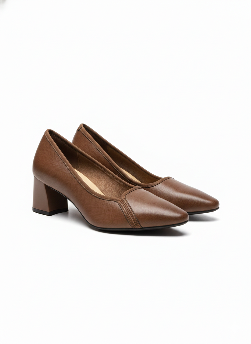 Valentina Premium Leather Block Heel Pumps