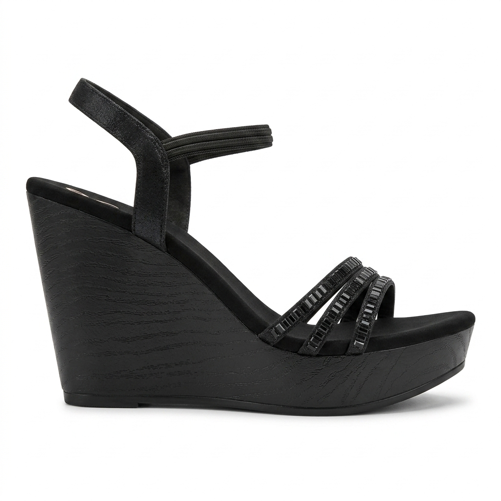 Noor Bling Back Elastic Wedge Platform Heels