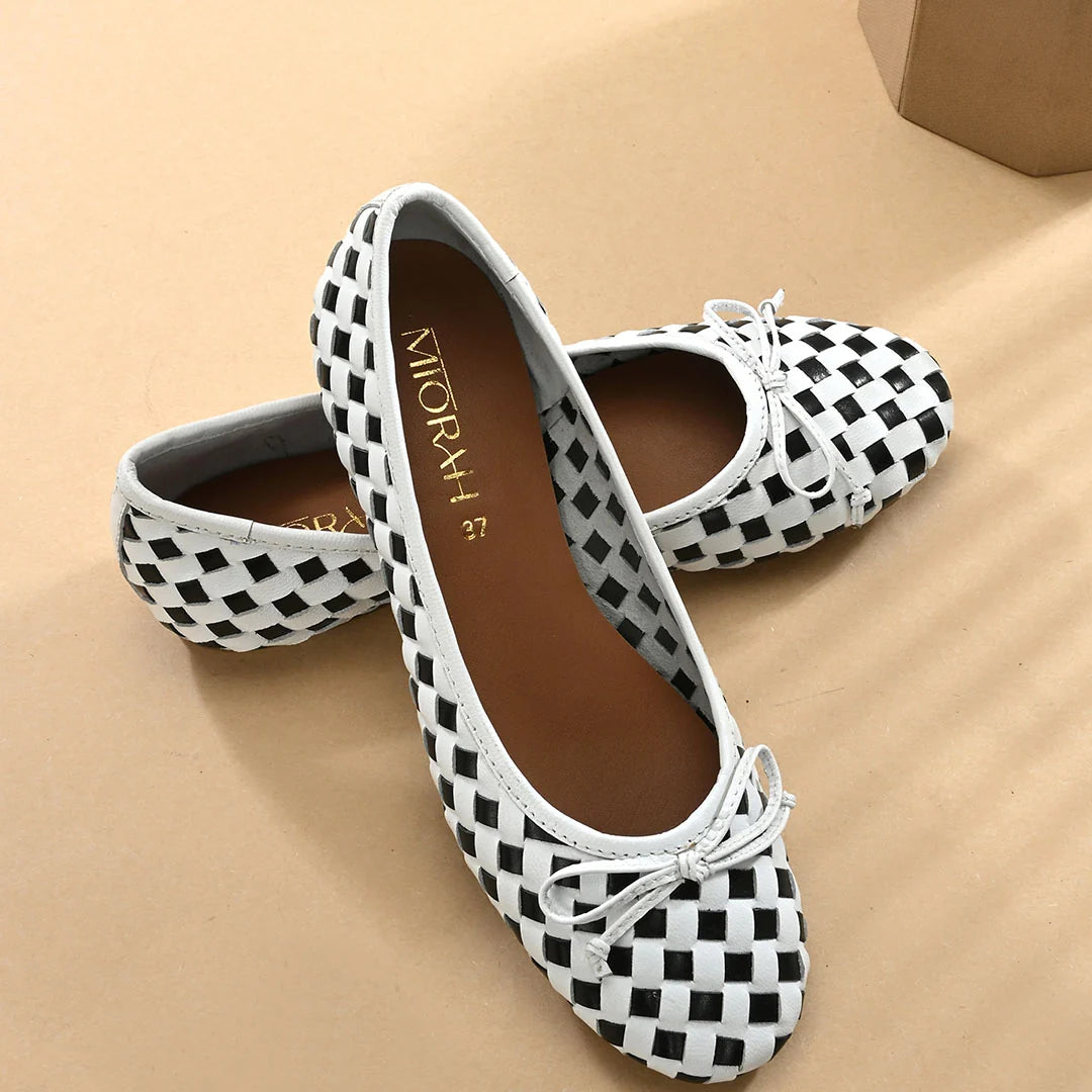 CELINE Premium Leather Weaving Ballerinas
