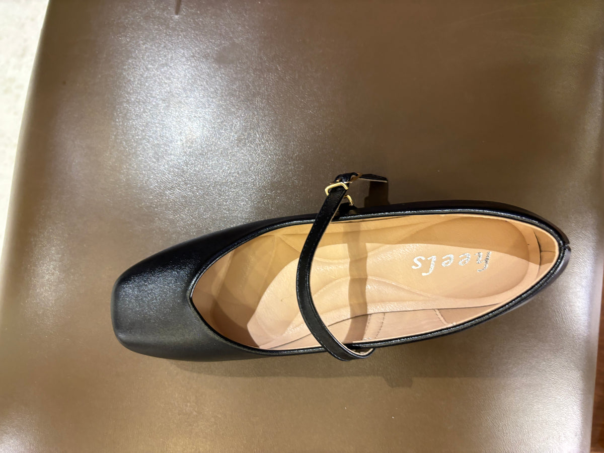 Miley Block Heel Mary Janes in Black - The Heels India