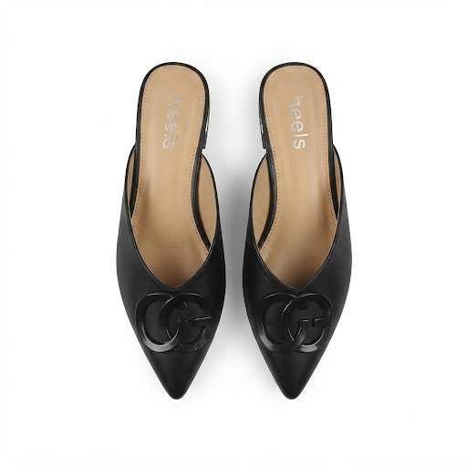 Lydia Mid Heel Cushioned Back Open Pointed Mules