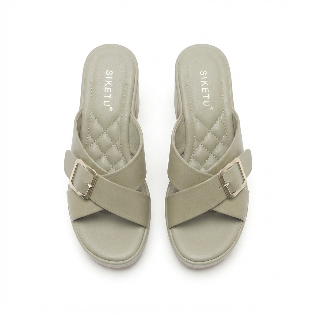 Nysa Chunky Platform Cross Peep Toe Heels
