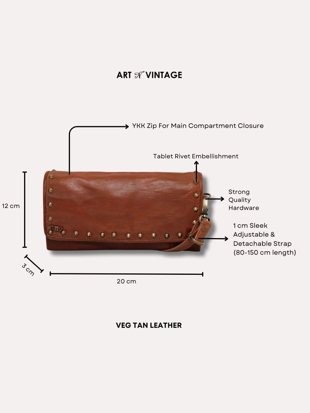 Olivia : Genuine Cognac Leather Mini Crossbody Bag