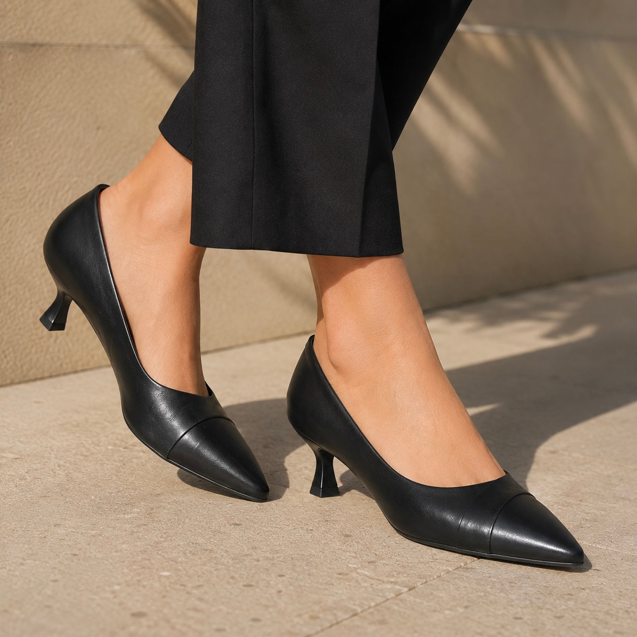 Alba Premium Leather Kitten Heel Stilettos