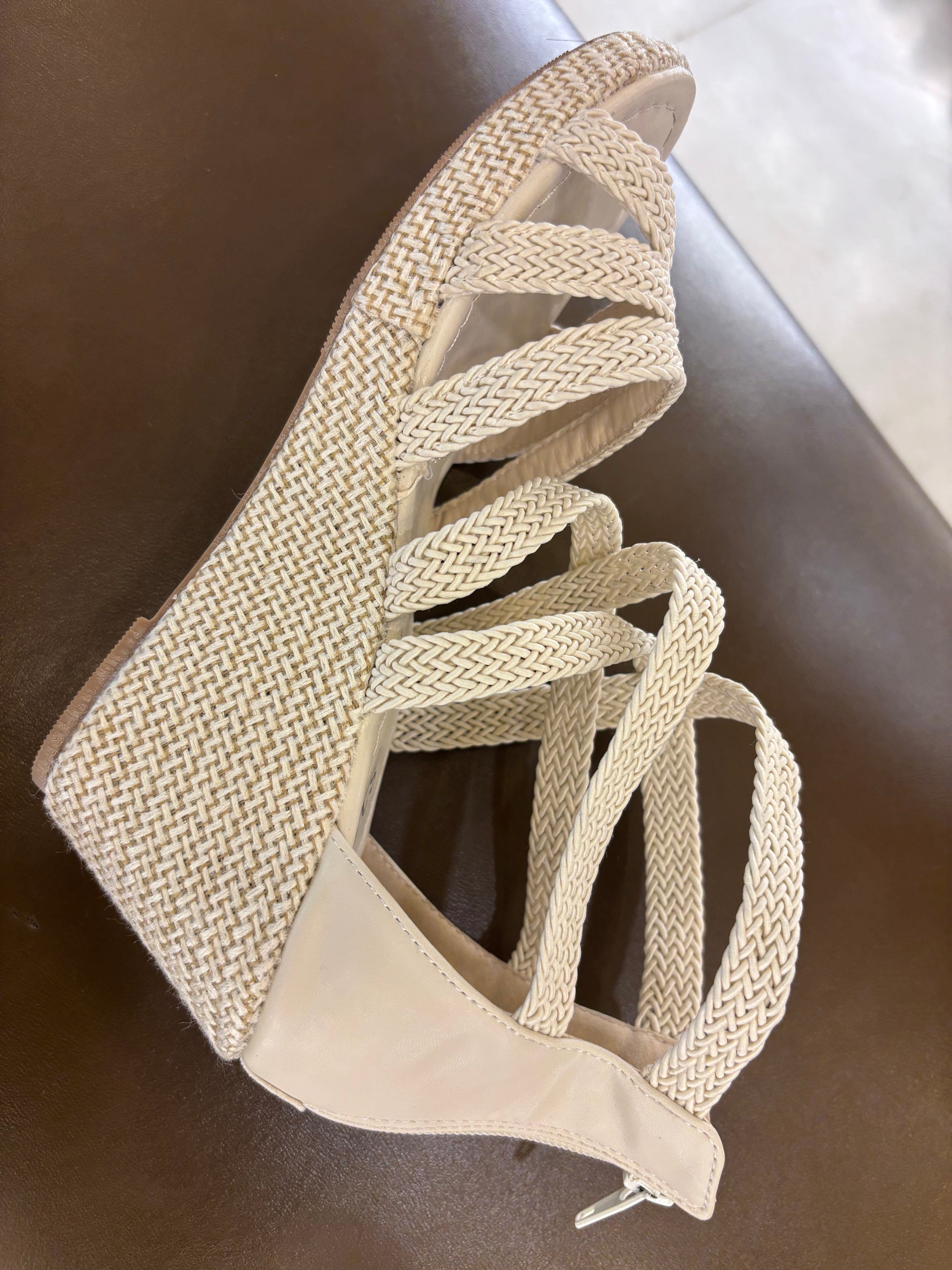 Lauren Crochet Jute Wedge Gladiator Sandals - The Heels India