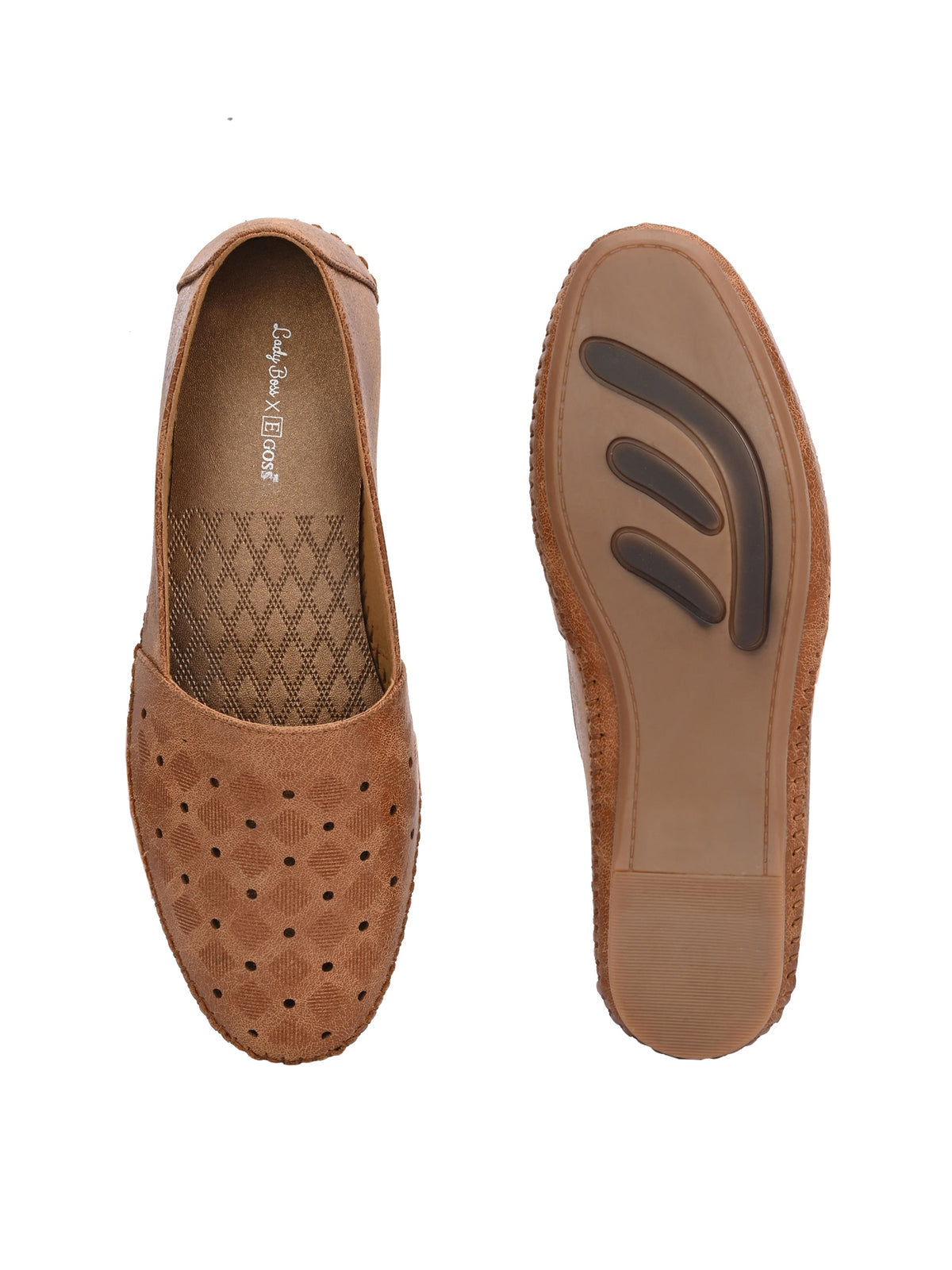 Estrella Perforated Cushioned Leather Ballerinas
