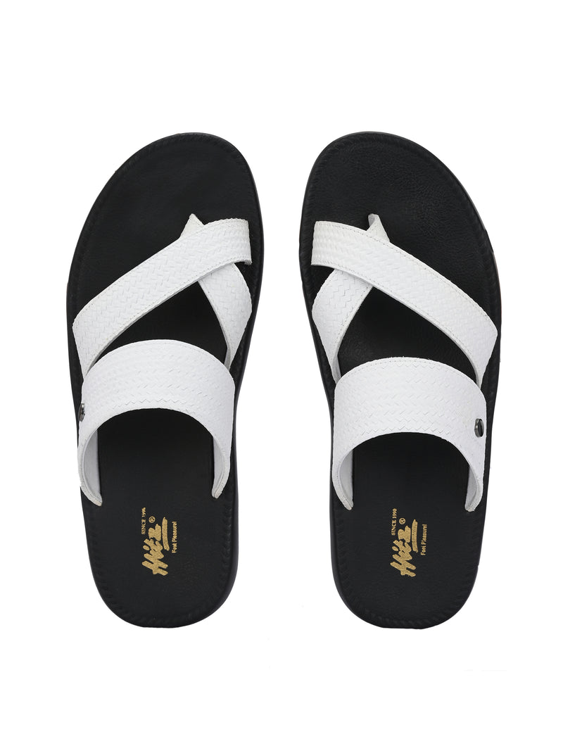 Lustral White Leather Slippers HT