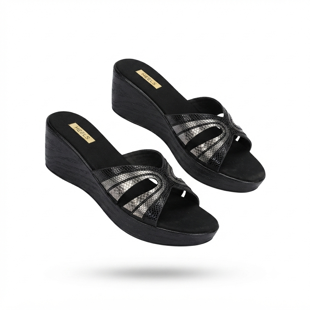 Reina Bling Peep Toe Wedge Heels