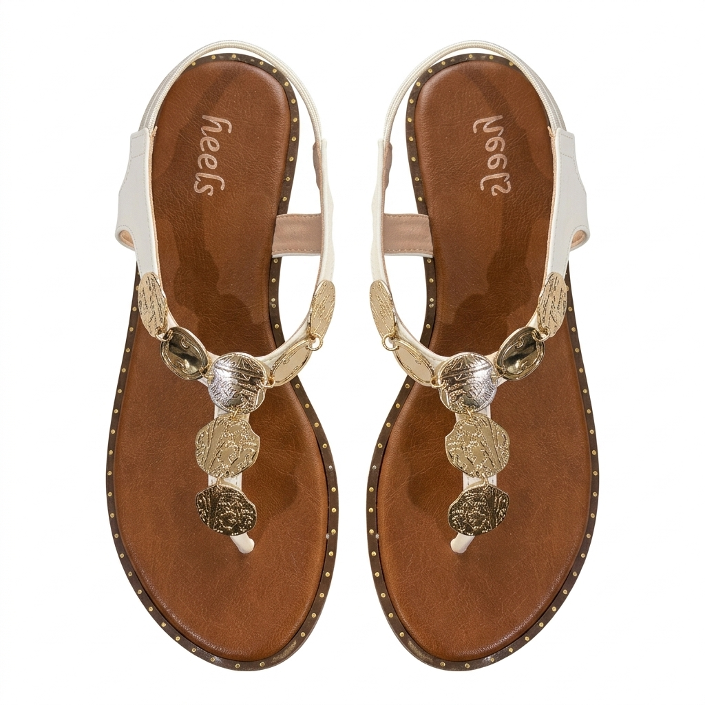 Reba Cushioned Comfort Back Elastic Coin Sandals