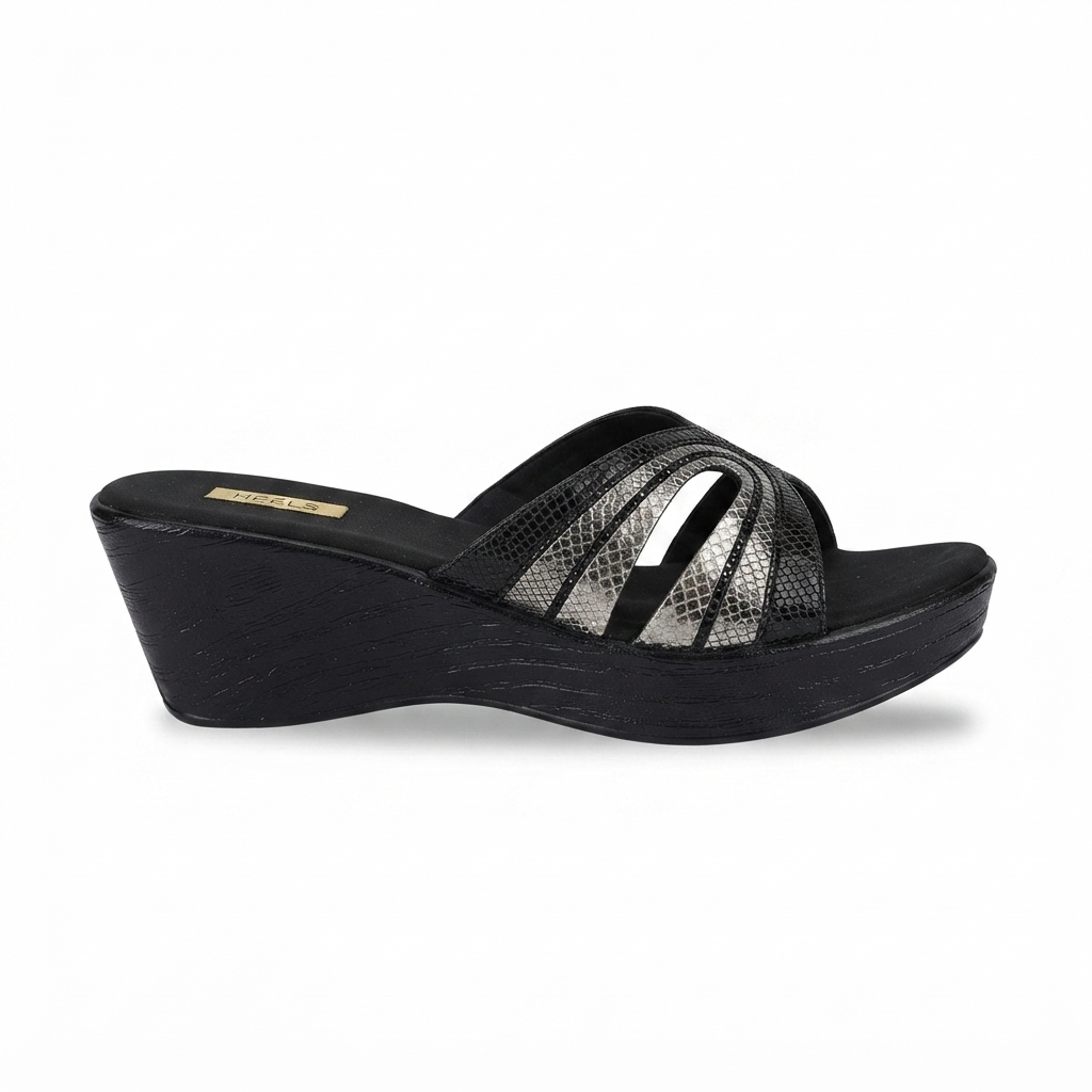 Reina Bling Peep Toe Wedge Heels