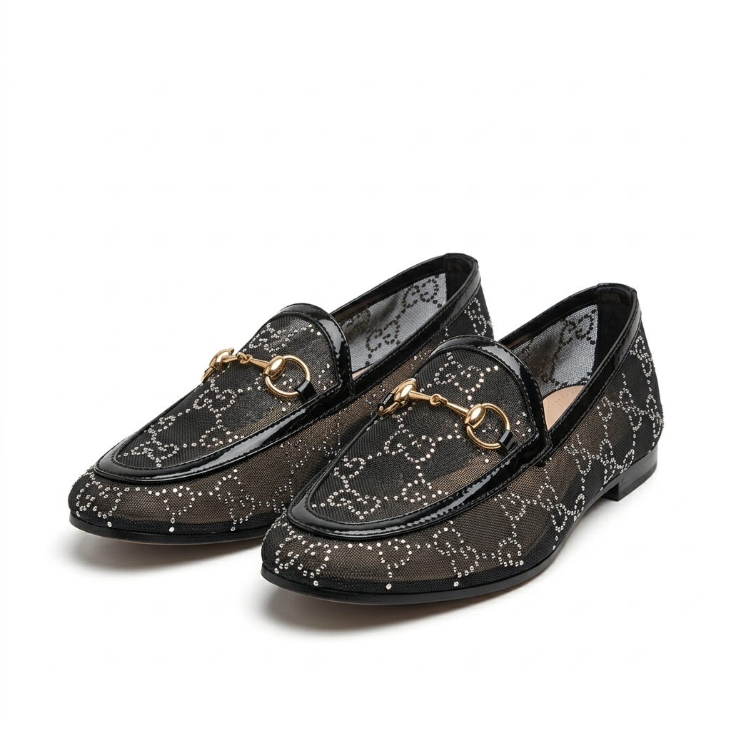 Linda Cushioned Bling Mesh Loafers - The Heels India