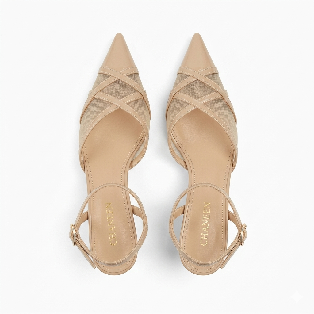 Emrata Criss Cross Mesh Patent Kitten Heels - The Heels India