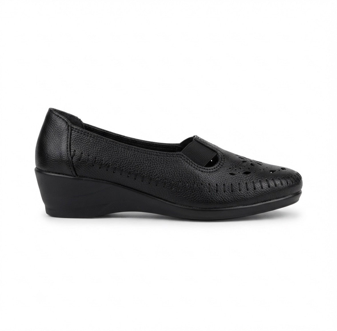 Ines Perforated Leather Wedge Ballerinas
