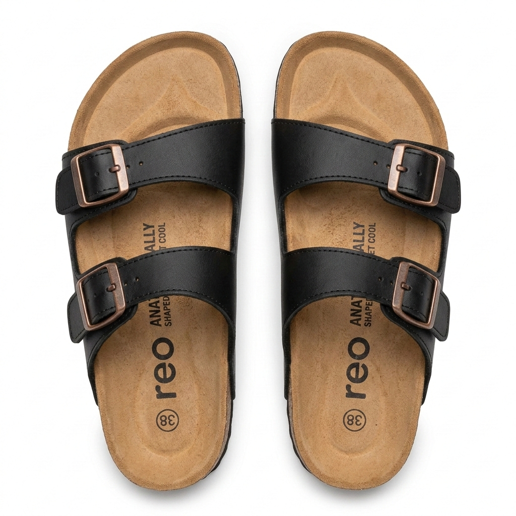 Brianna Double Strap Cork Summer Sliders - The Heels India