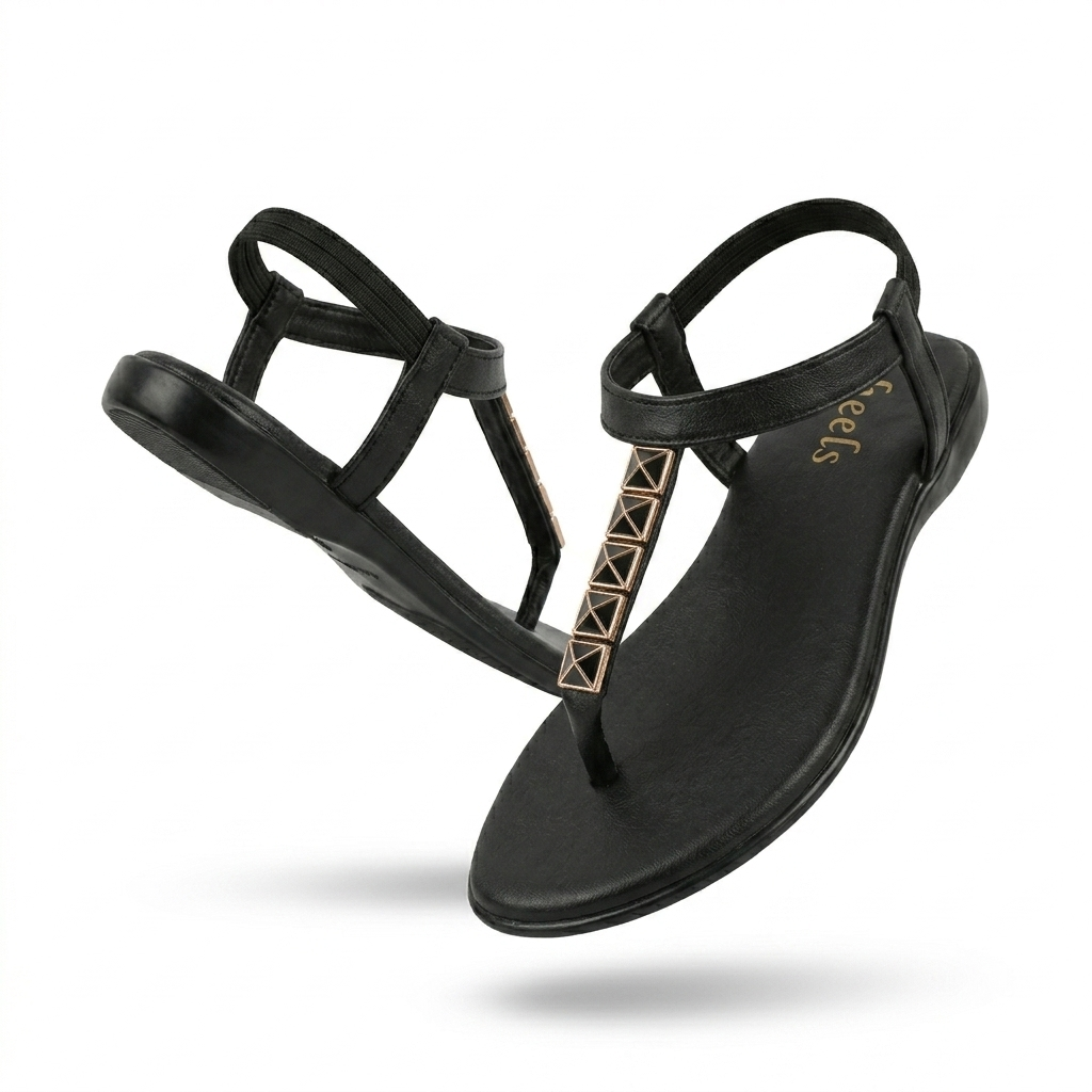 Celine Buckled Comfort Back Elastic Flat Sandals
