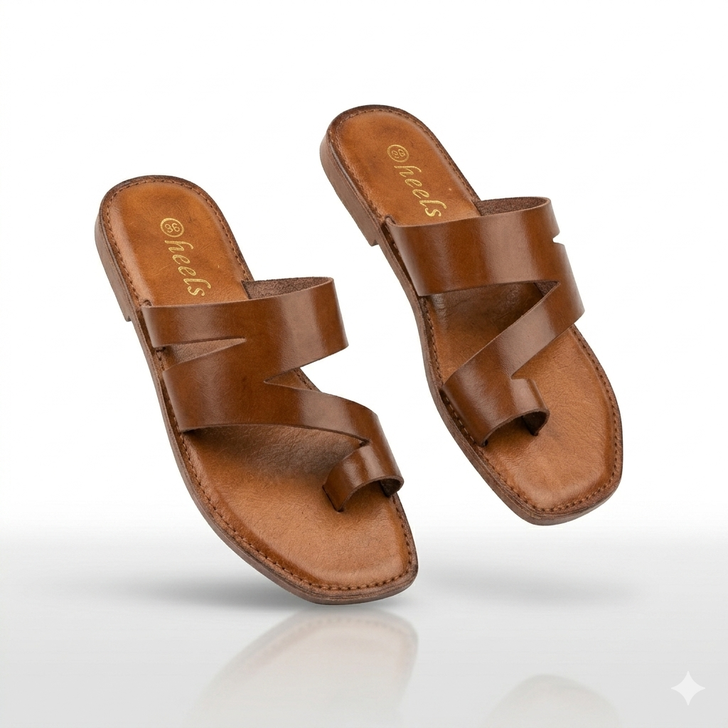 Trisha Hexagon Leather Thumb Criss Cross Slippers