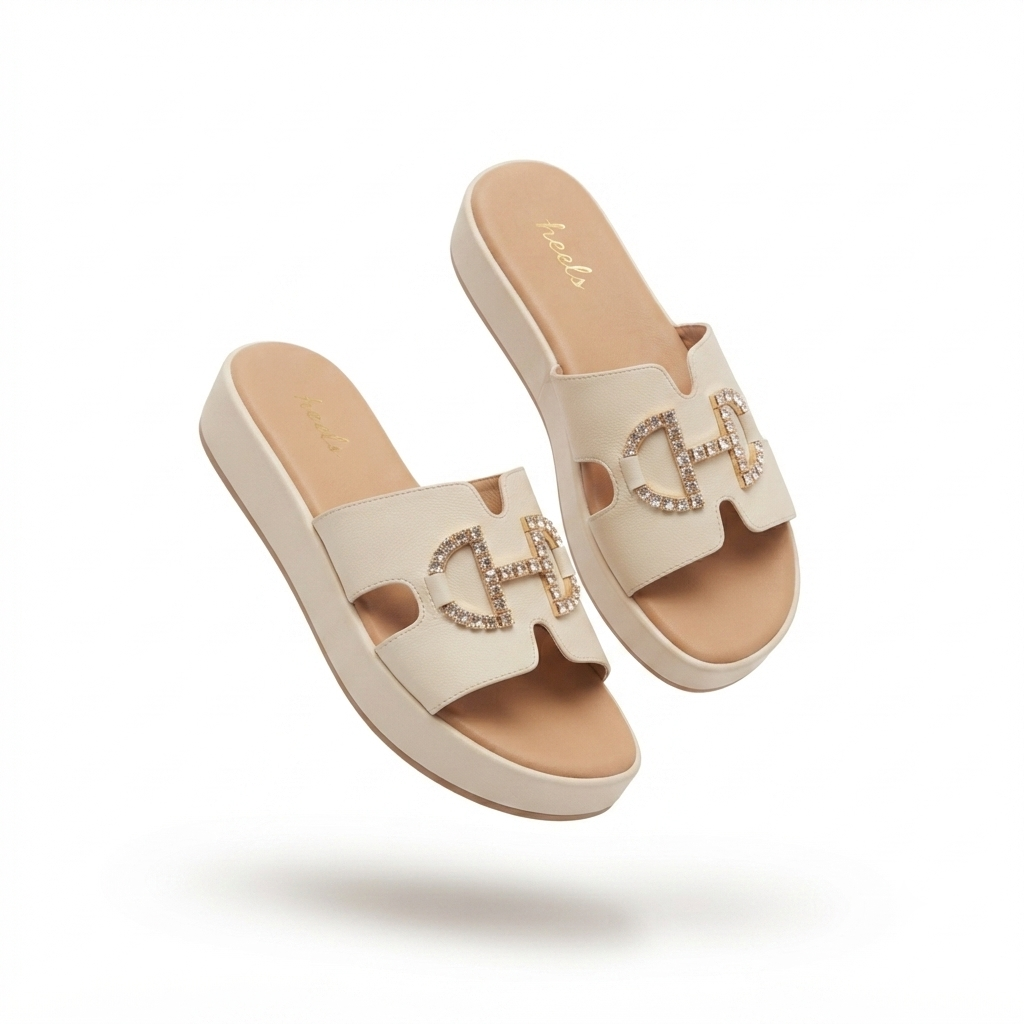 Layla Premium Cushioned Wedge Embellished Sliders
