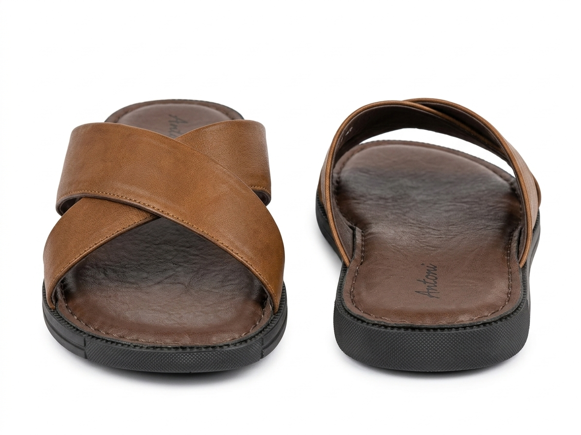 Erling Premium Leather Double Strap Cross Slippers