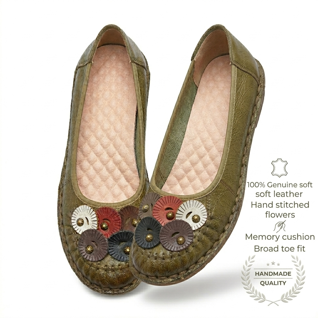 Teressa Premium Leather Comfort Flower Ballerinas