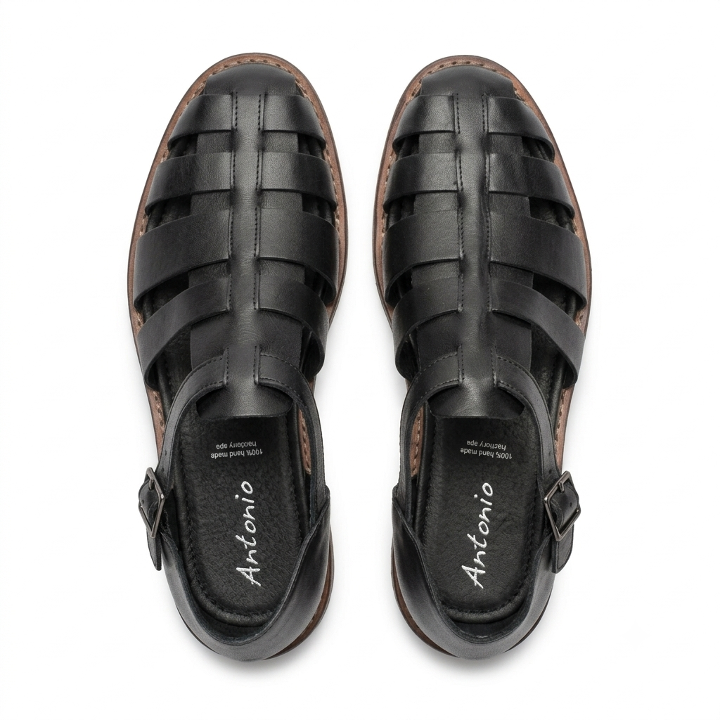 Romano Woven Leather Cage Sandal