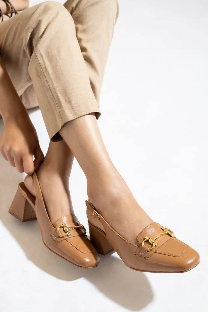 Allure Leather Sling Back Heels